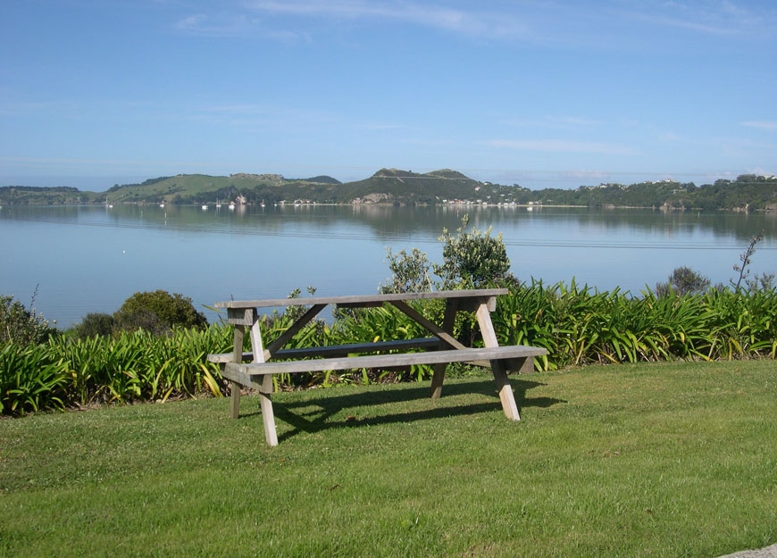 picnic table by the sea